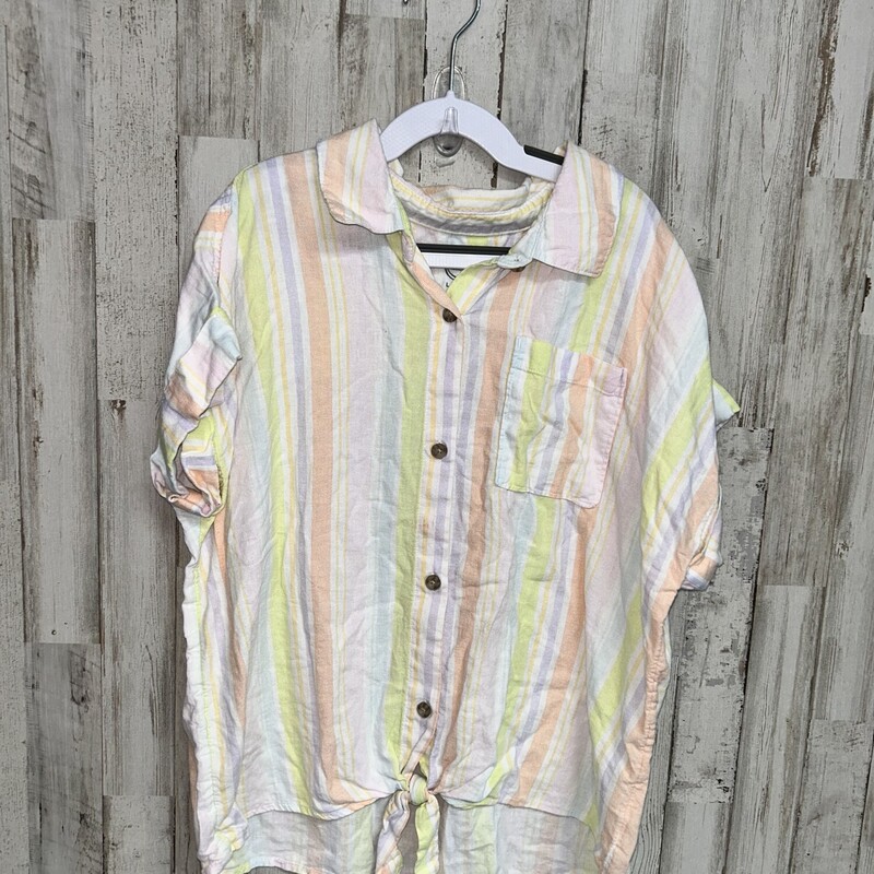 10/12 Stripe Button Knot, White, Size: Girl 10 Up