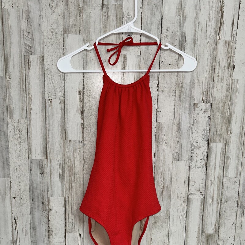 14/16 Red Textured Swim, Red, Size: Girl 10 Up