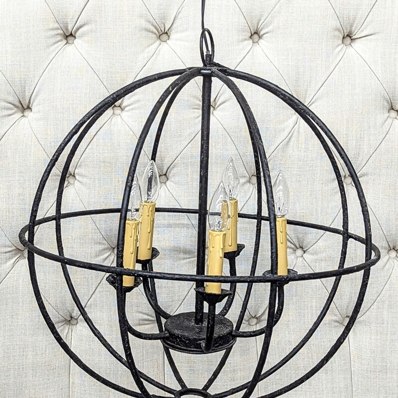 Iron Sphere Faux Candlesticks Chandelier
Black Cream
Size: 22x23H