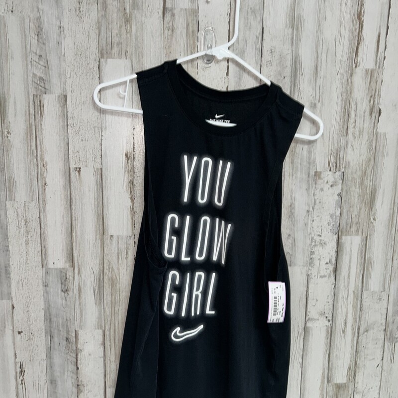 M Glow Girl Logo Tank, Black, Size: Ladies M