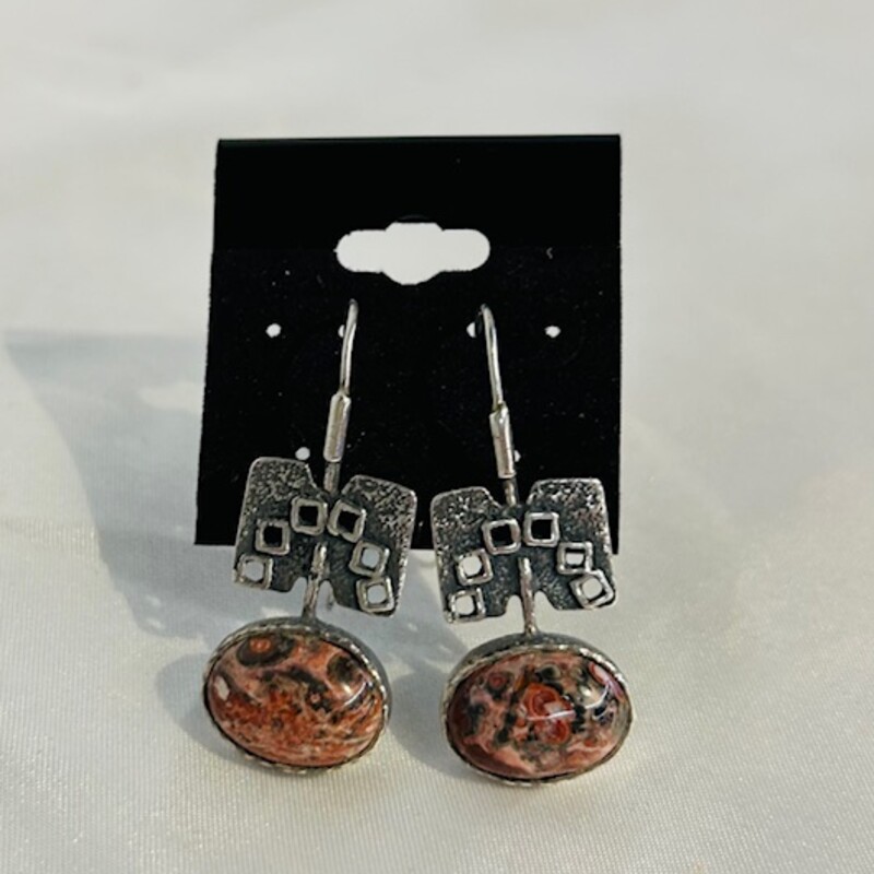 925 Funky Stone Metal Earrings
Silver Red White Size: 1.75L