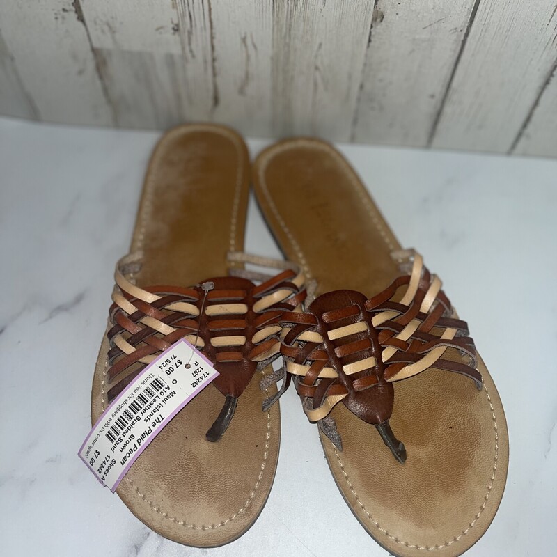 A10 Leather Braided Sanda, Brown, Size: Shoes A10