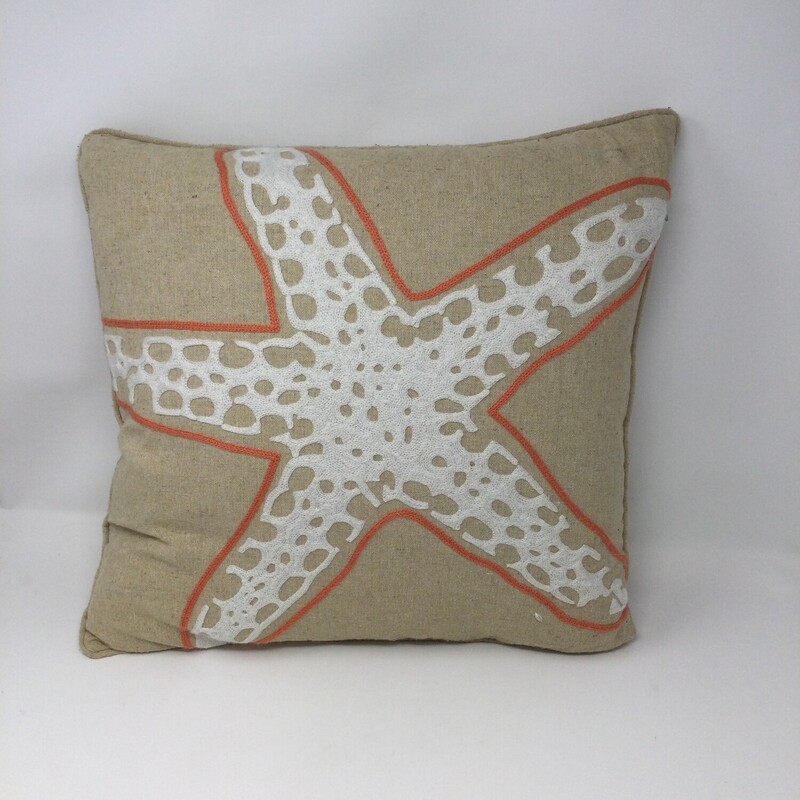 Toss Pillow With Down Insert, Beige/Whte/Orange
Size: 17X17