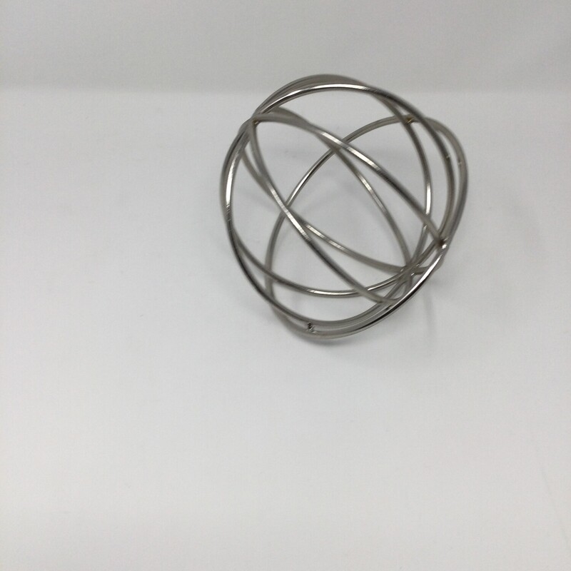 Metal Sphere Sculpture, Silver, Size: 6in