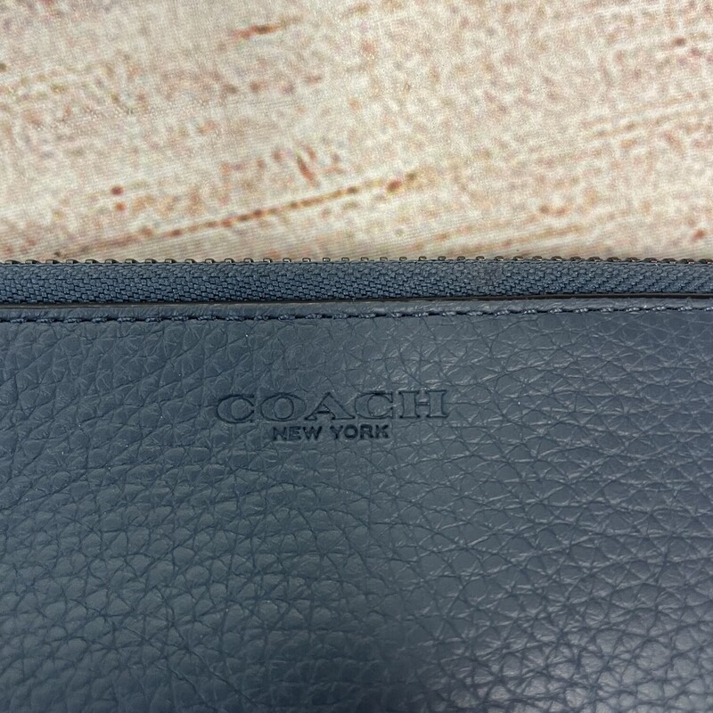 New Coach soft leather make up bag, navy mesh divider inside