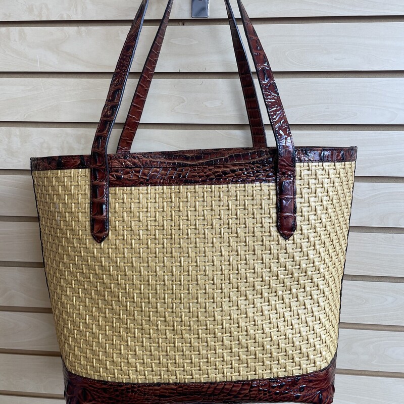 Brahmin Brooke Purse, woven pattern brown trim