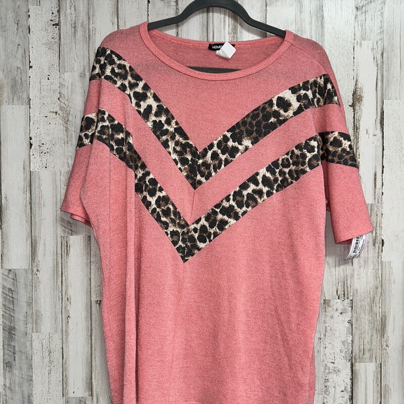 XL Pink Knit Leopard Top