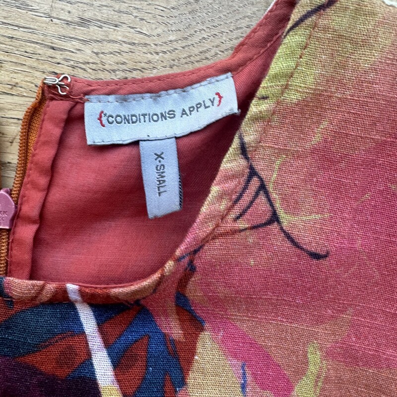 ConditionsApply SL Dress, OrangeFloral, Size: Xsmall<br />
Linen Blend Palm Springs dress with zipper back<br />
All Sales Are Final. No Returns<br />
<br />
Pick Up In Store Within 7 Days of Purchase<br />
OR<br />
Have It Shipped<br />
<br />
Thanks For Shopping With Us :-)