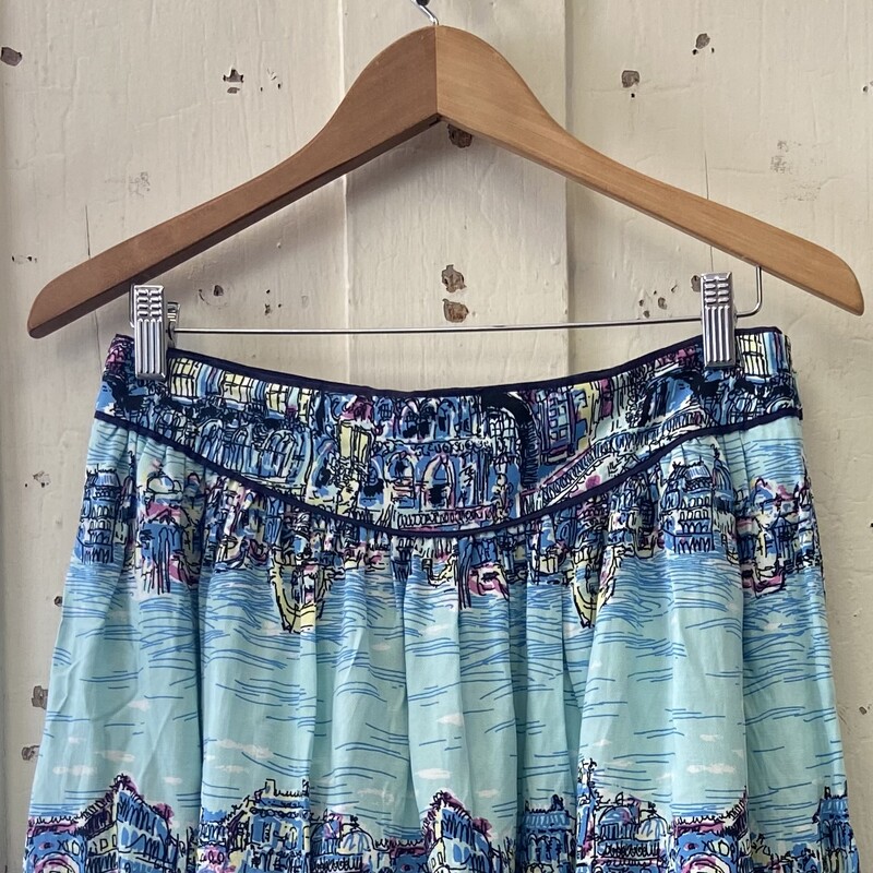 Blue/mag City Scape Skirt