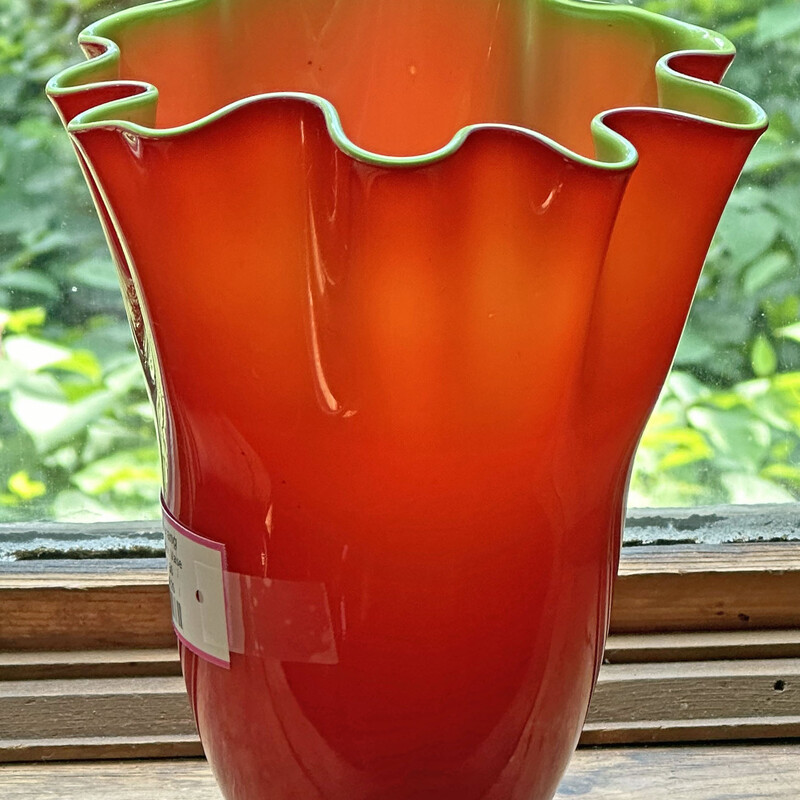 Red And Green Glass Vase
8 In x 7 In.
