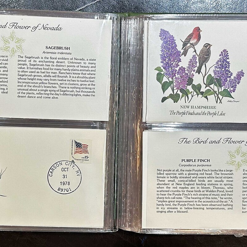 National Audubon Society Birds and Flowers Postcards of all 50 States with Certificate of Authenticity.
Binder is 10 In x 9 In.