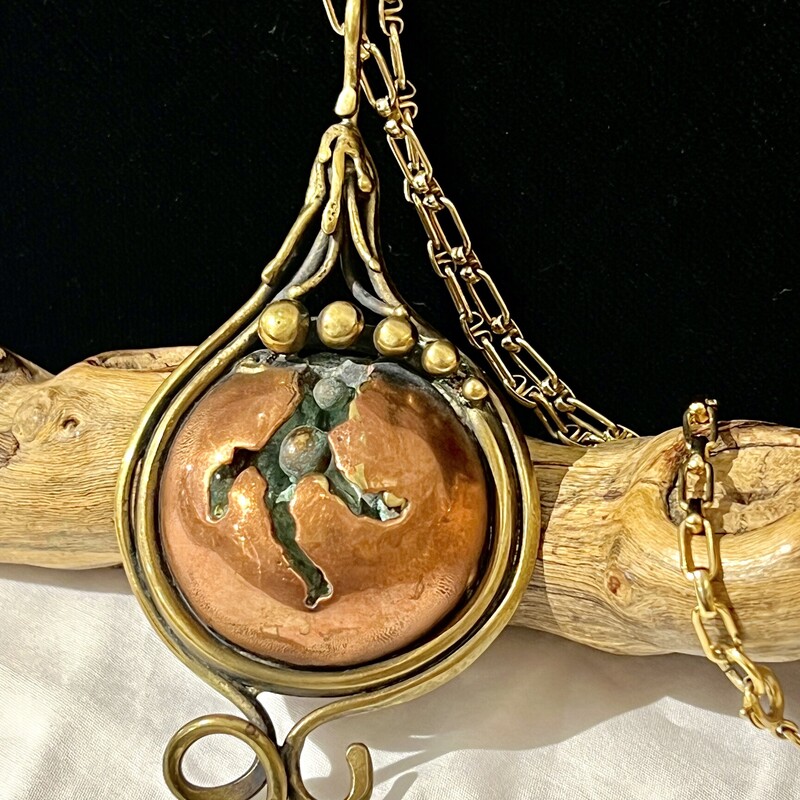 Copper & brass dome necklace