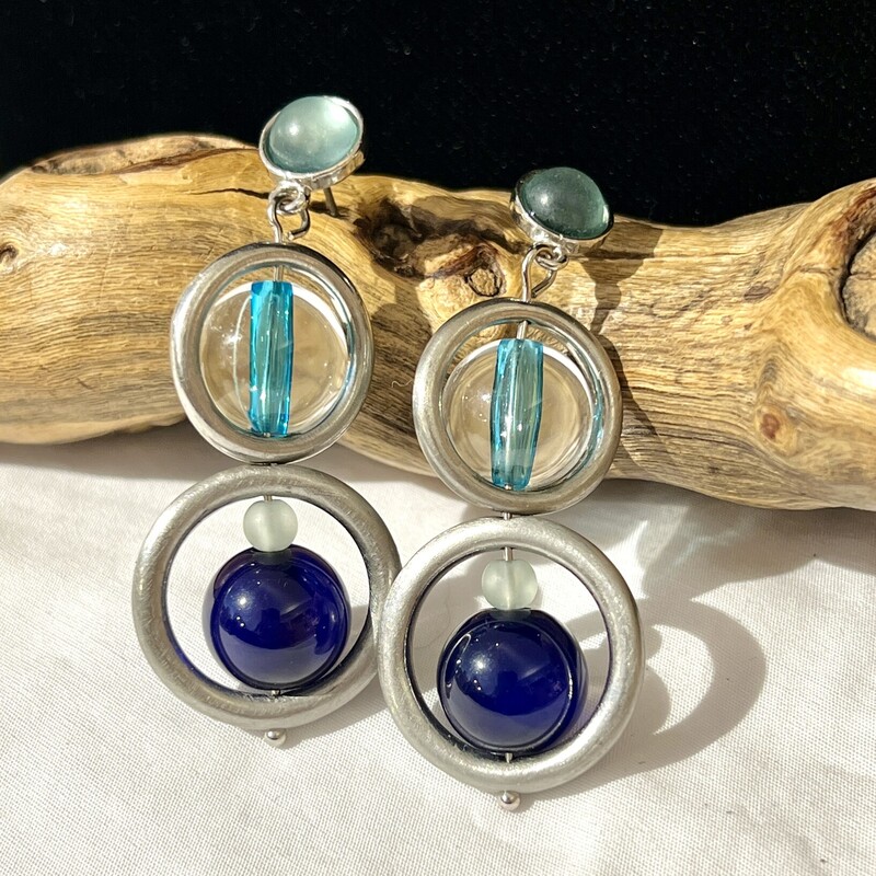 Blue glass beads earrings