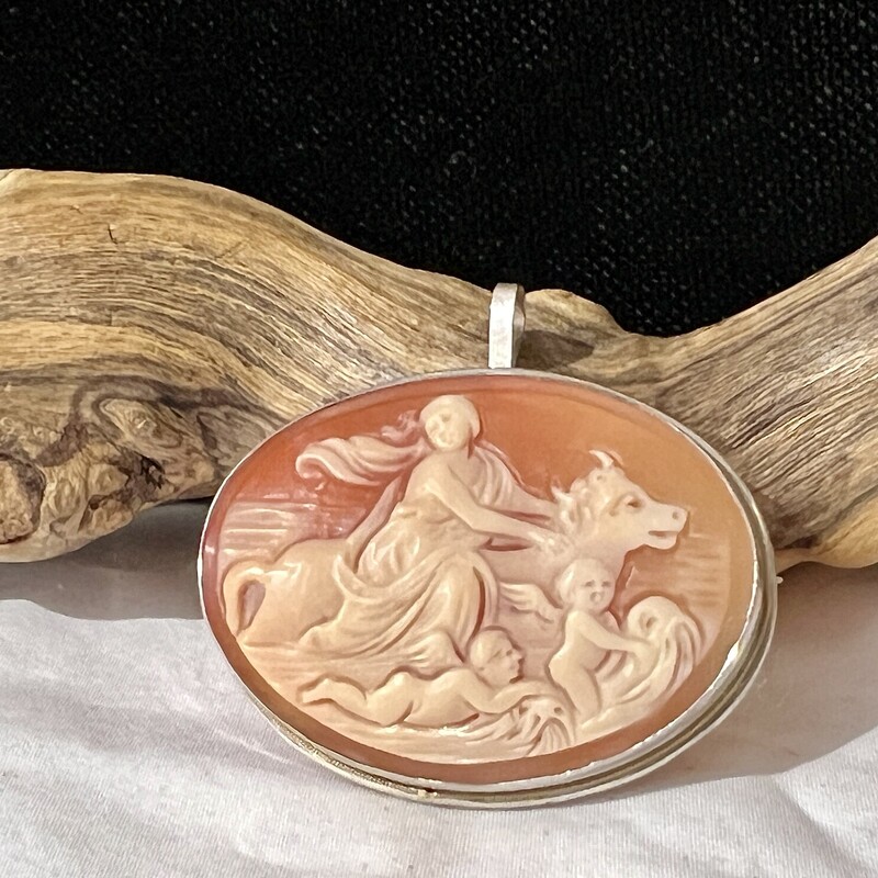 Woman & Ox Cameo pendant and pin