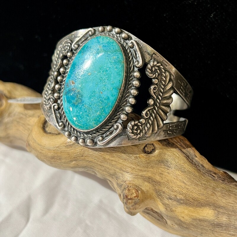Sterling oval turquoise cuff
