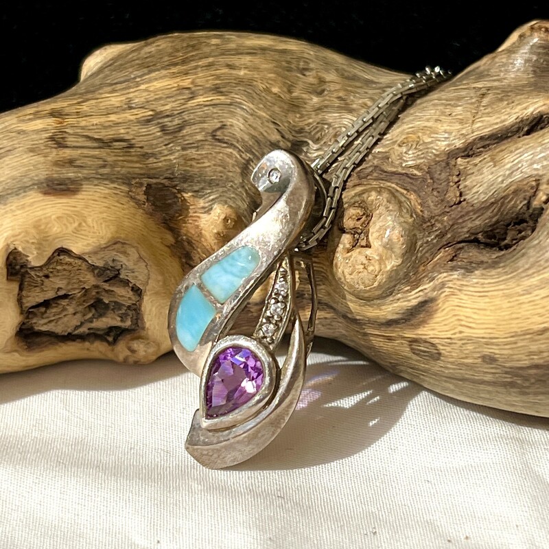 Sterling purple tear & inlay necklace
