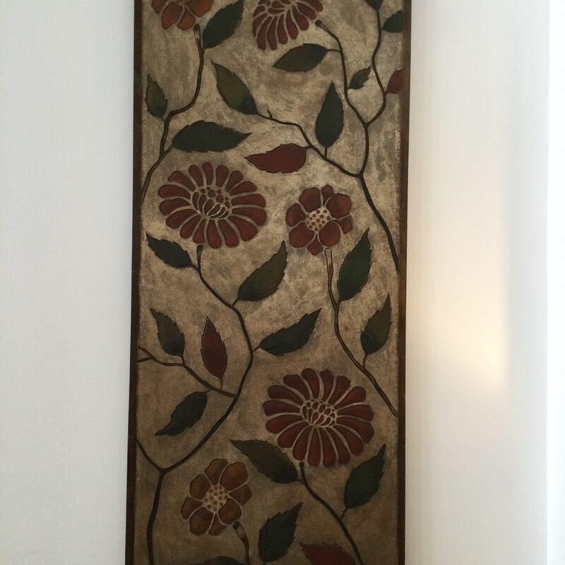 Floral Wall Art,
Red/ Bronze/Green,
Size: 23 X 59 In