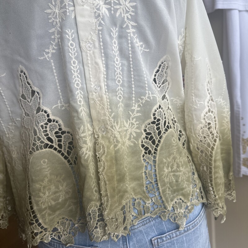Aratta Lace Blouse In White/ Ivery Green, Size: Medium, Price: $23.99

All sales are final. No Returns

Pick up in store within 7 days of purchase
Or
Have it shipped

Thanks for shopping with us!
