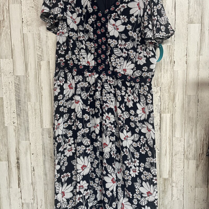 Sz18 Navy Floral Sheer Ma, Navy, Size: Ladies 2X