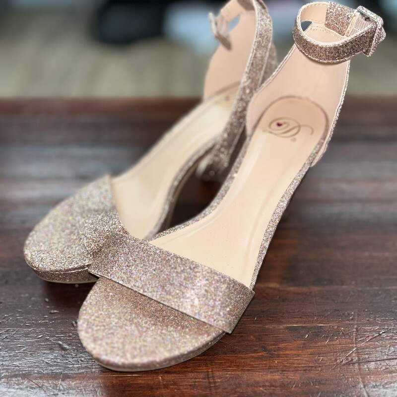 A6.5 Gold Glitter Heels, Gold, Size: Shoes A6.5