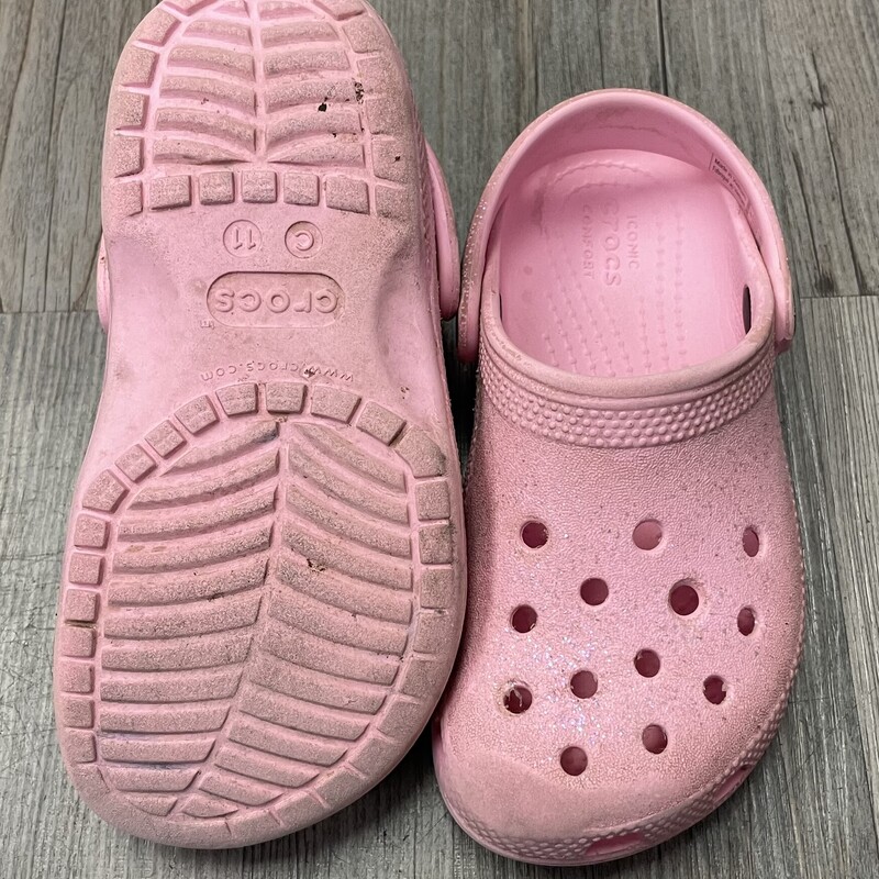 Crocs Glitter Clogs, Pink, Size: 11Y