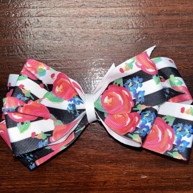 White Floral Clip In Bow
