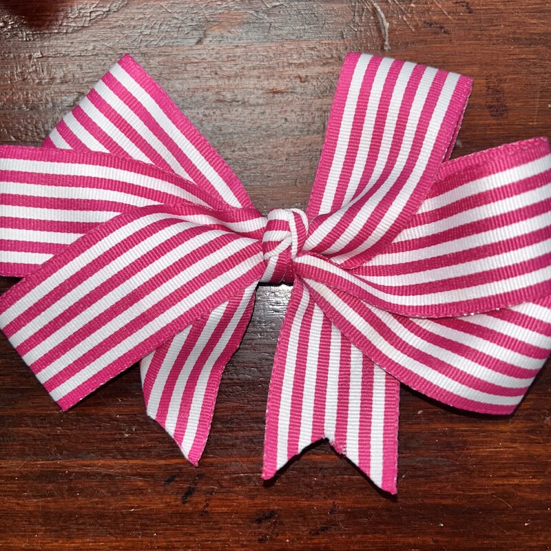 Pink Stripe Clip In Bow