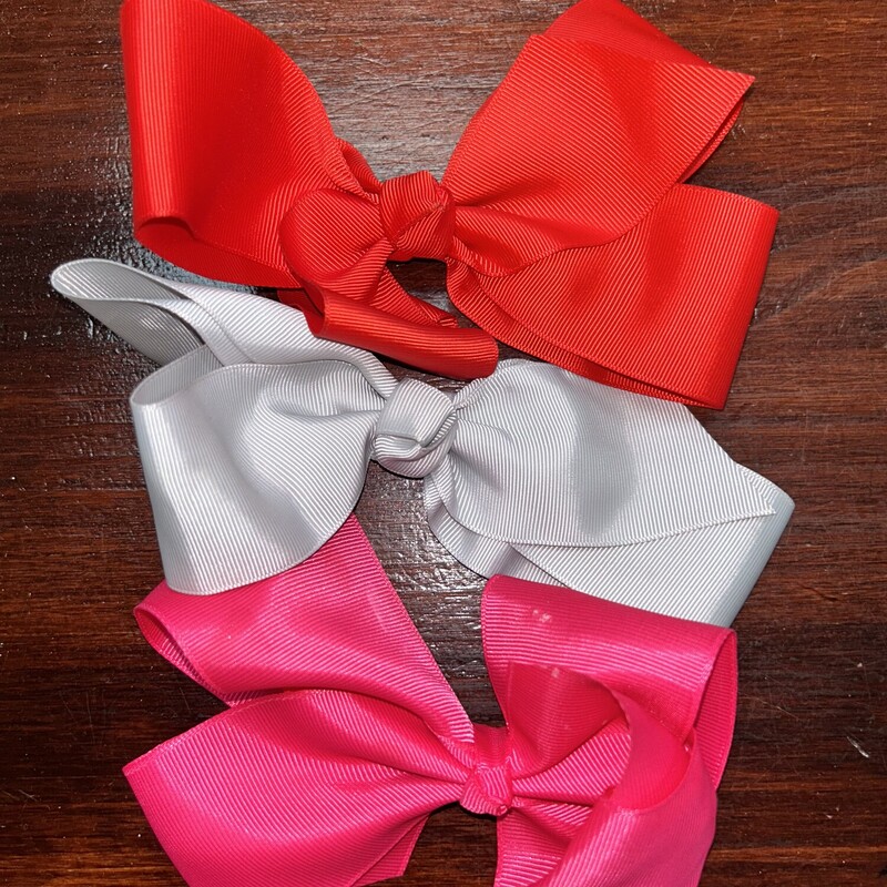 3pk Large Clip In Bows, Pink, Size: Bows