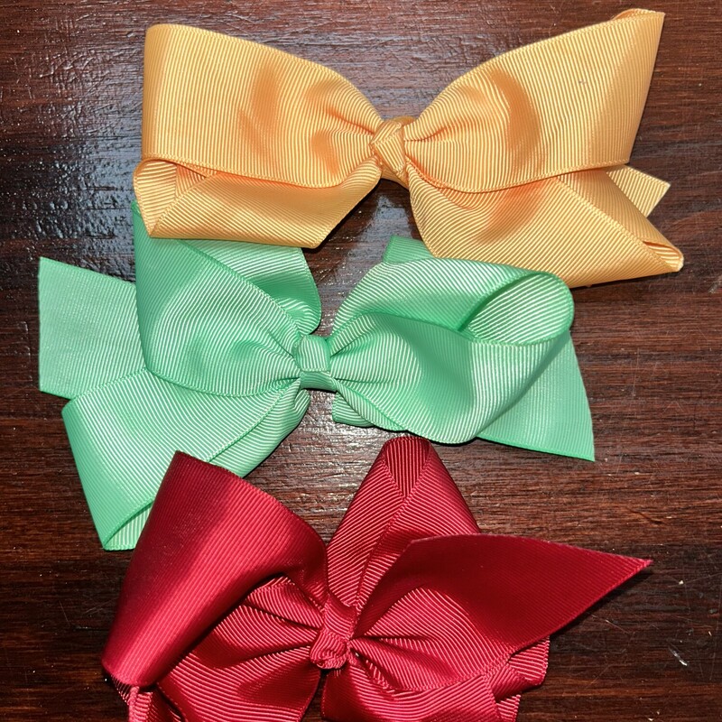 3pk Med Clip In Bows, Green, Size: Bows