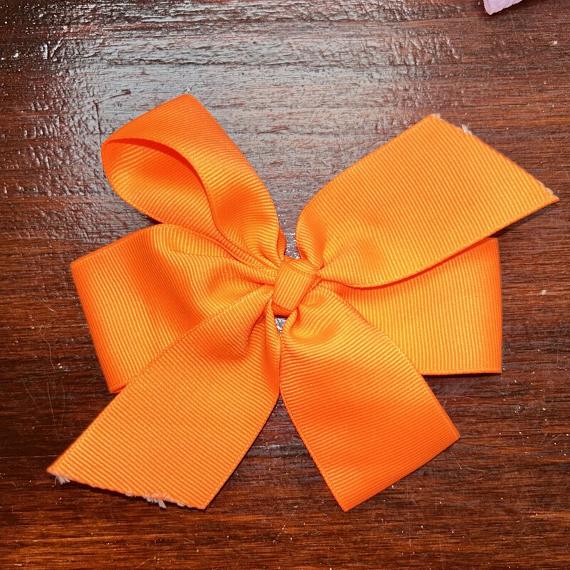 Small Neon Orange Bow, Orange, Size: Bows