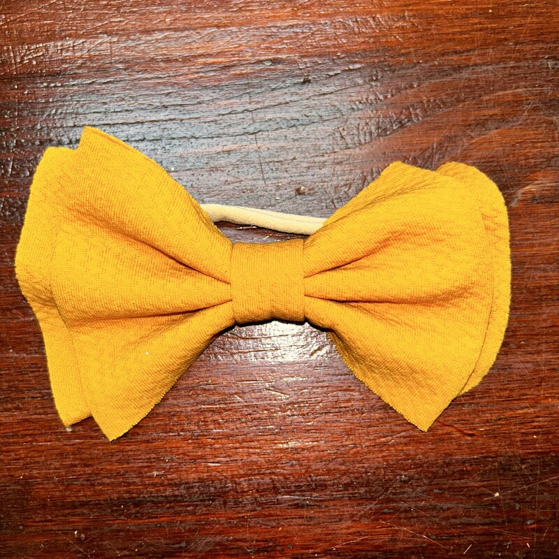 Mustard Waffle Bow, Yellow, Size: Bows