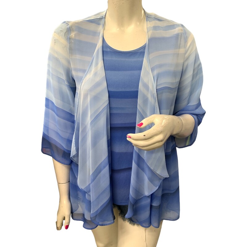 TanJay W/ Cardigan, Blue, Size: L