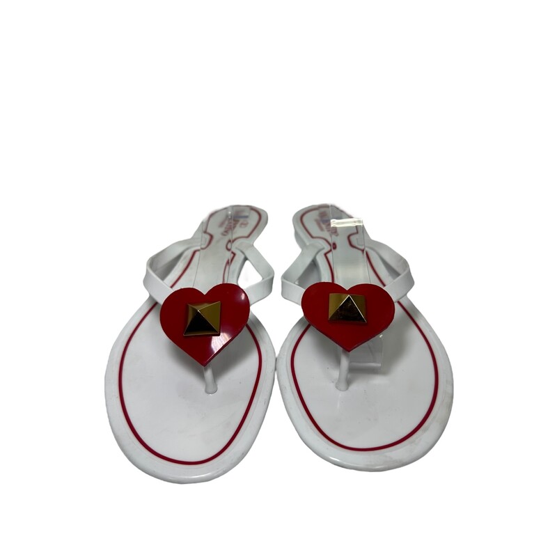 Valentino Heart One Stud, White/Re, Size: 39