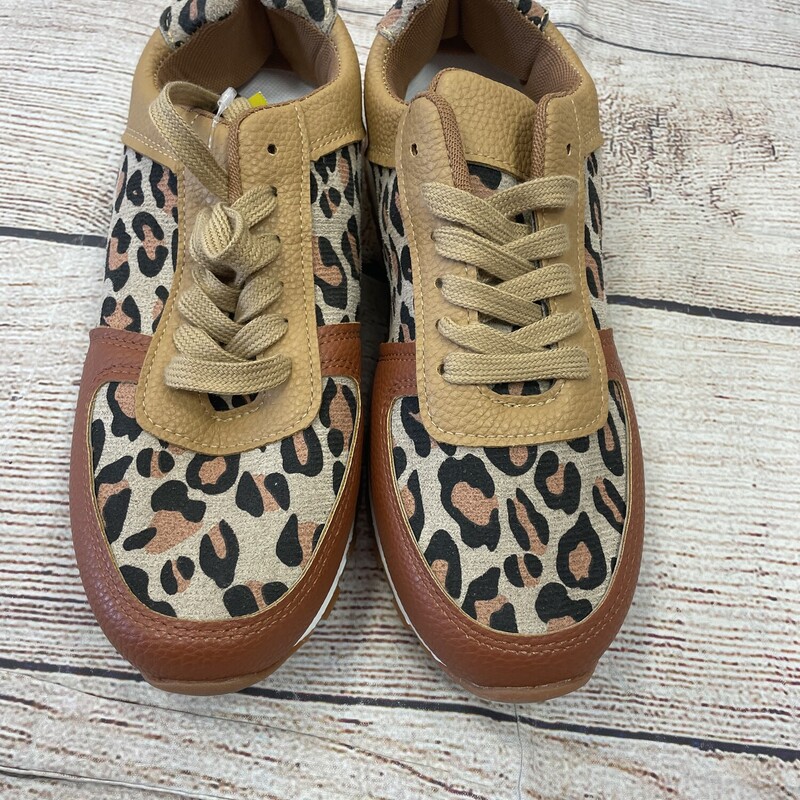 animal print with tan trim shoes size 10