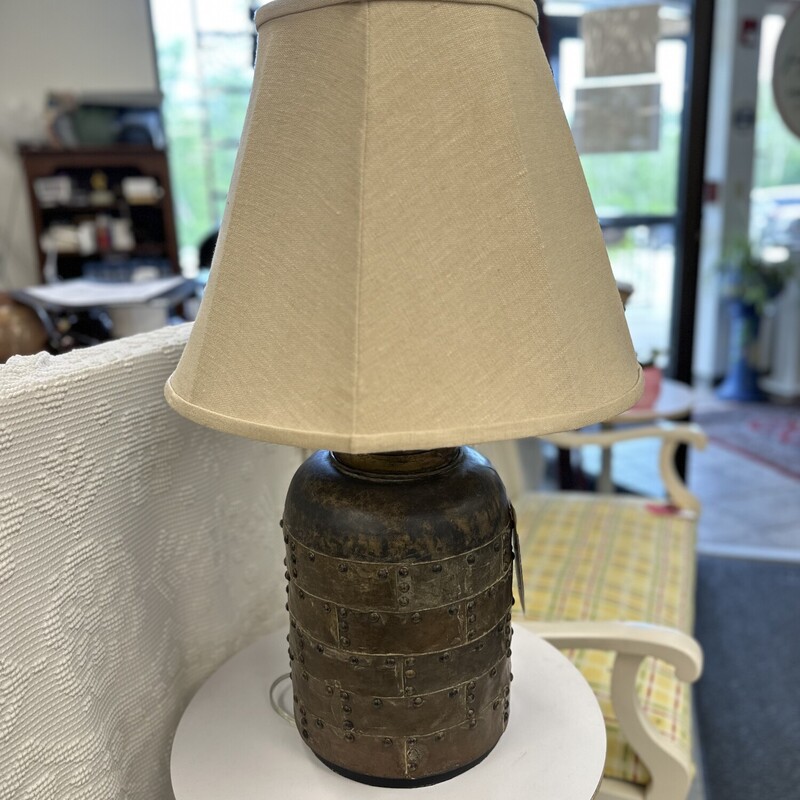 Chapman Brown `Studded` Lamp, shade included.<br />
Size: 30H