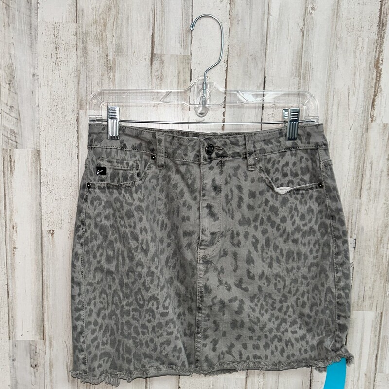L Grey Cheetah Skirt