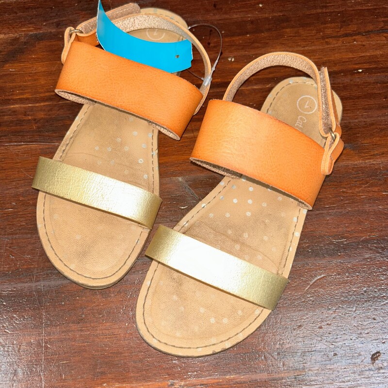 Y1 Tan/Gold Sandals, Tan, Size: Shoes Y1