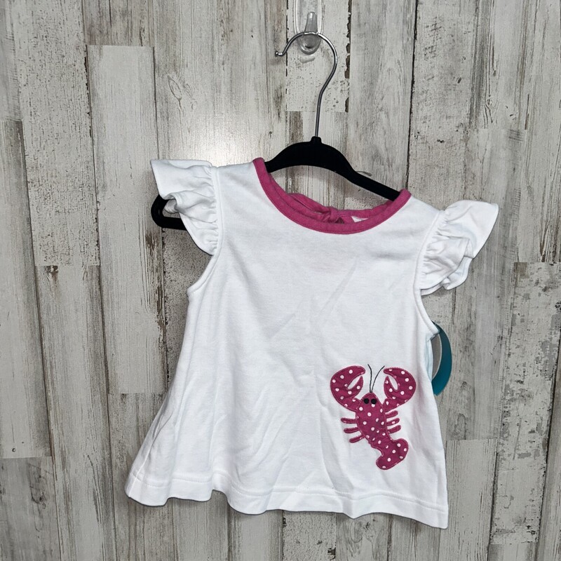 18M Pink Lobster Tee, White, Size: Girl 18-24