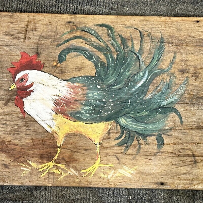 Rooster Painted On Wood