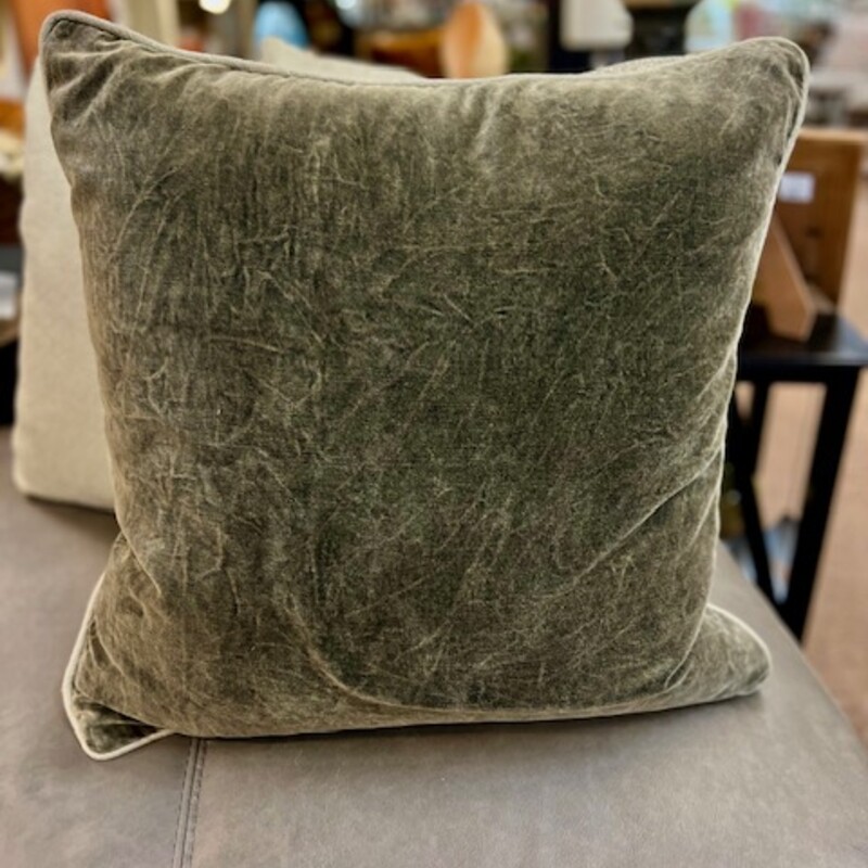 Villa Velvet Stripe Border Pillow
 Gray, Size: 22x22H