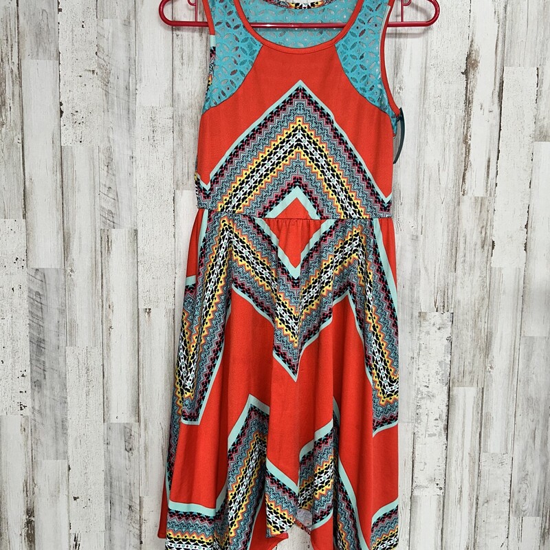 12 Red Printed Lace Dress