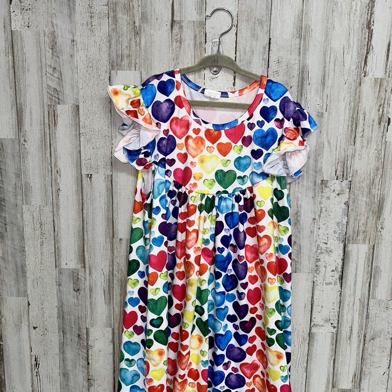 14/16 Colorful Heart Dres, White, Size: Girl 10 Up