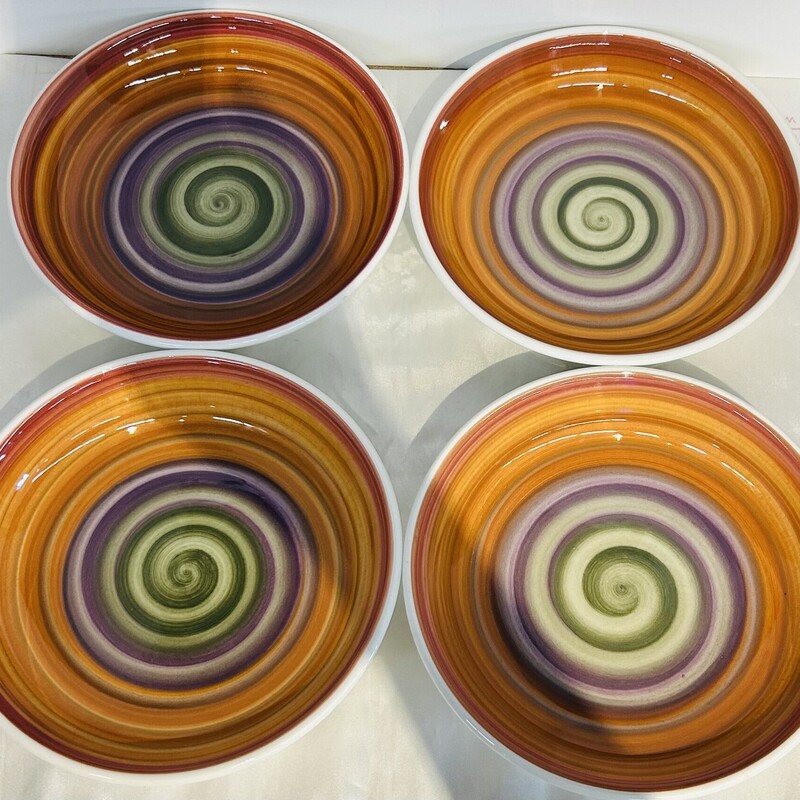 Set of 4 World Market Swirl Salad Bowls
Red Orange Purple Green
Size: 8.5 x 2H