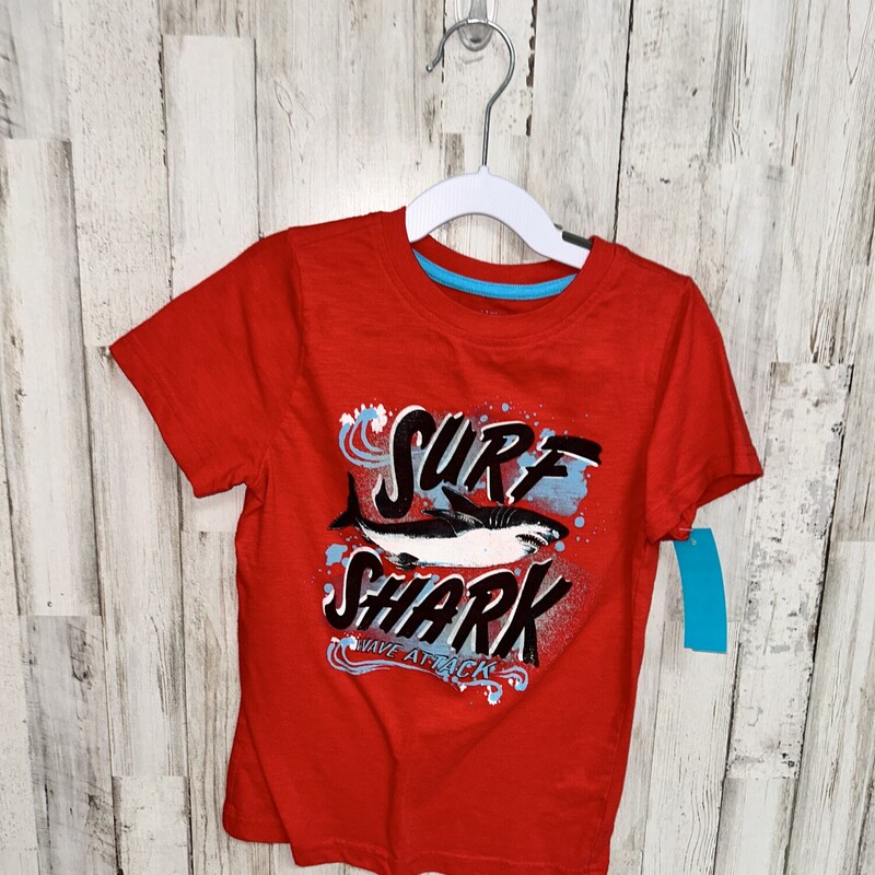 6 Red Surf Shark Tee, Red, Size: Boy 5-8
