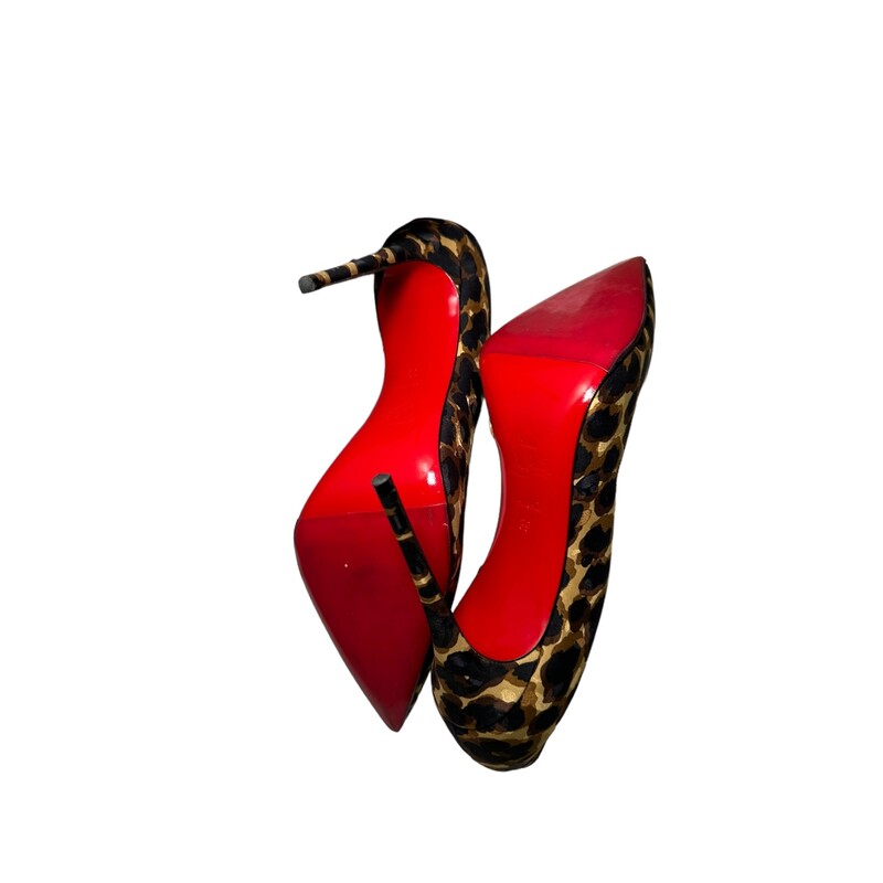 Louboutin Iriza Silk, Leopard, Size: 39