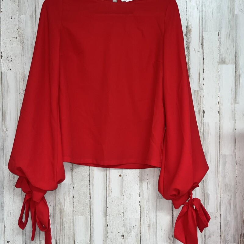M Red Tie Sleeve Blouse