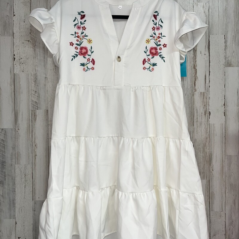 S White Floral Tier Dress