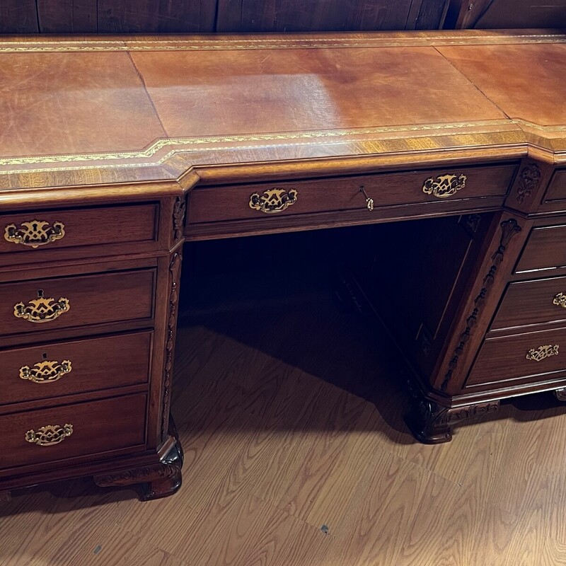 Vintage Executive Desk, Mahogany, 7 Drawer
62in x 21in x 30in tall