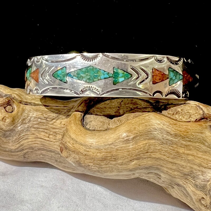 Turqu oise & Coral Inlay bracelet