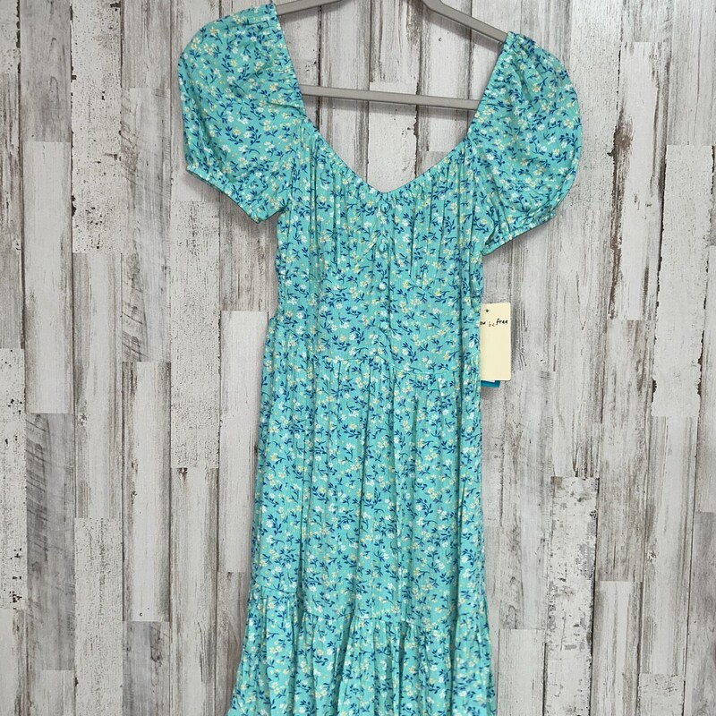 XS Teal Floral Dress, Teal, Size: Ladies XS